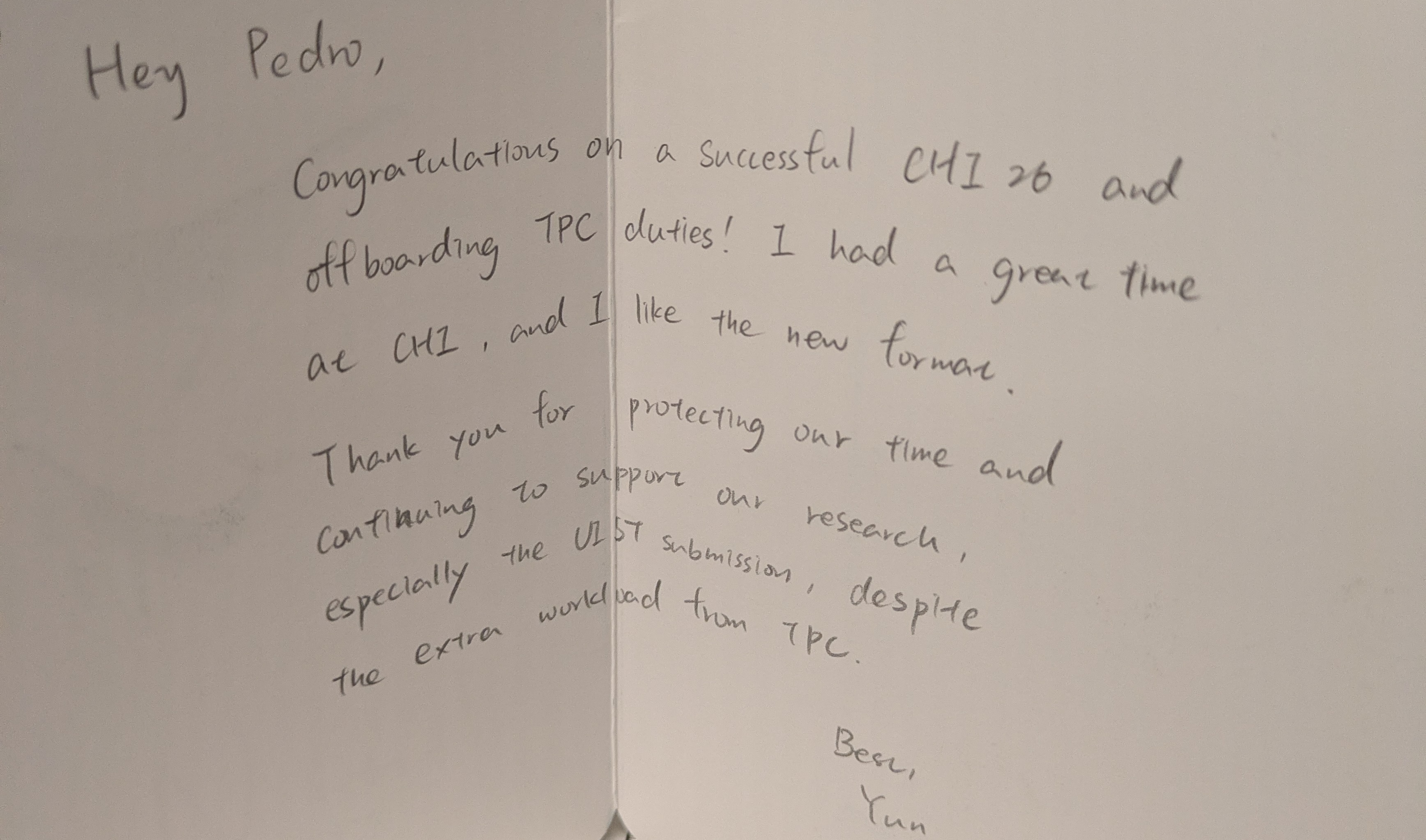 thank you card from Yun